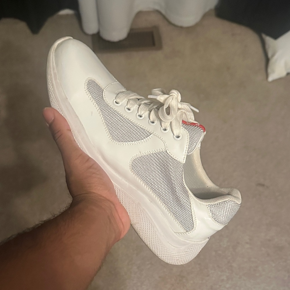 Prada White and Gray Casual Sneakers